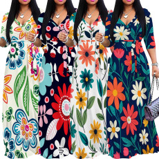 Temperament Commuter Digital Printed Women's Dress Big Swing Skirt