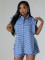 Fashion casual shirt sleeveless pocket striped printed shorts two-piece set