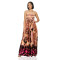 Satin printed sleeveless strapless dress