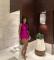 Fashionable fluorescent color slim fit single shoulder pleated sexy tight nightclub dress