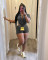 Fashion women's pickled, stir fried, and distressed collar short sleeved suit