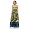 Satin printed sleeveless strapless dress
