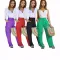Fashion casual side pocket women's solid color straight leg pants