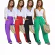 Fashion casual side pocket women's solid color straight leg pants