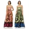 Satin printed sleeveless strapless dress
