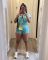 Fashion women's pickled, stir fried, and distressed collar short sleeved suit