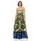Satin printed sleeveless strapless dress