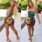 Facial contour pattern positioning, printed suspender dress, short skirt
