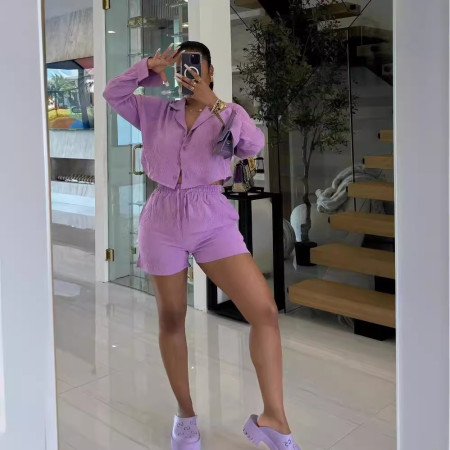 Autumn new women's suit casual solid color two-piece set
