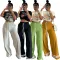Fashionable striped patchwork pocket loose casual pants