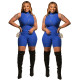 Fashion tight solid color jumpsuit, casual sports high stretch sleeveless jumpsuit