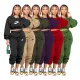 New round neck loose basic printed Japanese hoodie set
