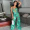 Strap print sexy see through jumpsuit for women