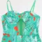 Strap print sexy see through jumpsuit for women