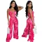Strap print sexy see through jumpsuit for women