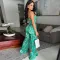 Strap print sexy see through jumpsuit for women