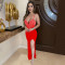 Fashionable women's sleeveless V-neck long dress with rhinestone hot stamping, revealing new legs