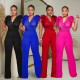 Fashion women's embroidered deep V-pants set jumpsuit new