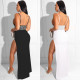 European and American style hot diamond sexy suspender irregular long skirt dress