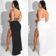 European and American style hot diamond sexy suspender irregular long skirt dress