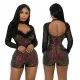 Colorful sequins gradient color hip hugging women's suspender slim fit bead jumpsuit