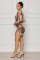 Sexy and fashionable nightclub high stretch mesh round neck printed dress