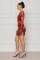 Sexy and fashionable nightclub high stretch mesh round neck printed dress