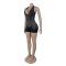 European and American hot diamond deep V-back strap hanging neck jumpsuit shorts