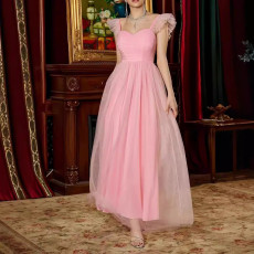 New suspender solid color dress long skirt