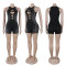 European and American hot stamping hollow hip elastic sleeveless jumpsuit