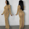Fashionable New Product Sexy Nightclub Hot Diamond Mesh Transparent Long Sleeve Dress