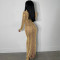 Fashionable New Product Sexy Nightclub Hot Diamond Mesh Transparent Long Sleeve Dress