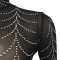 Fashionable New Product Sexy Nightclub Hot Diamond Mesh Transparent Long Sleeve Dress