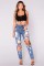 Broken hole slim fit women's jeans, long pants, women's pants, small leg pants