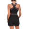Hot stamping hollow splicing elastic hip hugging jumpsuit shorts