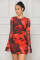Sexy and fashionable nightclub high stretch mesh round neck printed dress