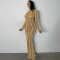 Fashionable New Product Sexy Nightclub Hot Diamond Mesh Transparent Long Sleeve Dress