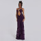 Wholesale of European and American style spaghetti strap hollow pleated lace slit dresses