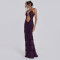 Wholesale of European and American style spaghetti strap hollow pleated lace slit dresses