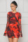 Sexy and fashionable nightclub high stretch mesh round neck printed dress