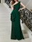 Large size women's clothing, European and American foreign trade, Amazon new product, sloping shoulder solid color dress, dress, long skirt