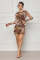 Sexy and fashionable nightclub high stretch mesh round neck printed dress