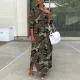 Spring and summer thin shirt button camouflage printed dress