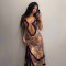 Wholesale of European and American style spaghetti strap hollow pleated lace slit dresses