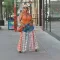 Casual wide leg pants with patchwork jeans