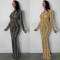 Fashionable New Product Sexy Nightclub Hot Diamond Mesh Transparent Long Sleeve Dress