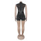 Hot stamping perspective splicing sleeveless elastic slim fitting jumpsuit shorts