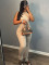 Solid color tight backless hanging neck jumpsuit