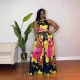 Printed sleeveless wide leg loose jumpsuit