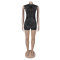 Hot stamping perspective splicing sleeveless elastic slim fitting jumpsuit shorts